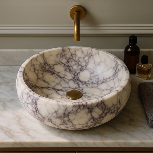 Viola Calacatta Oval Marble Sink | Italian Design Natural Stone Basin