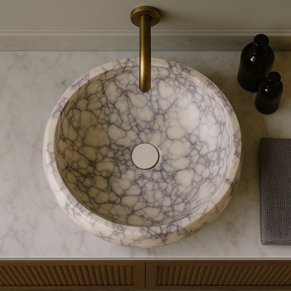 Viola Calacatta Oval Marble Sink | Italian Design Natural Stone Basin