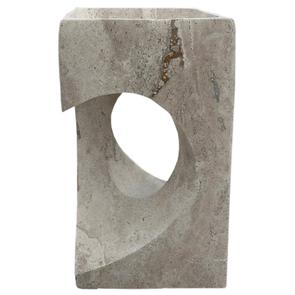 Elegant walnut and travertine combination showcasing natural textures for sophisticated interior design.