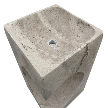 Elegant walnut and travertine combination showcasing natural textures for sophisticated interior design.