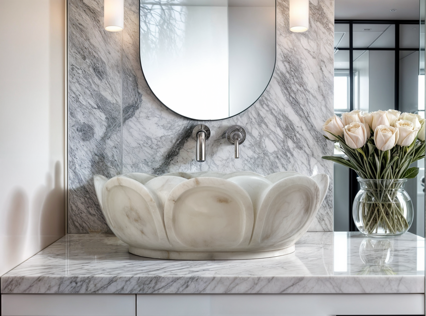 View the image of White Flower Marble Vessel Sink (BRS011) at BROSMARBLE. Premium marble sink in the Sinks category, available for $870.00.