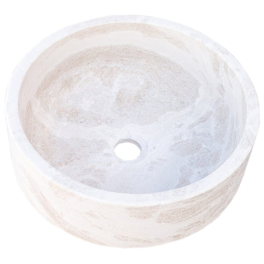 Elegant limestone vessel sink showcasing natural stone texture, perfect for modern bathroom designs