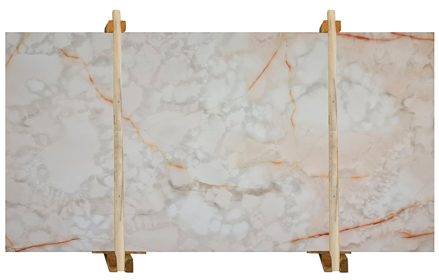 White Onyx bookmatching slabs showcasing luxurious natural stone patterns for elegant interior design